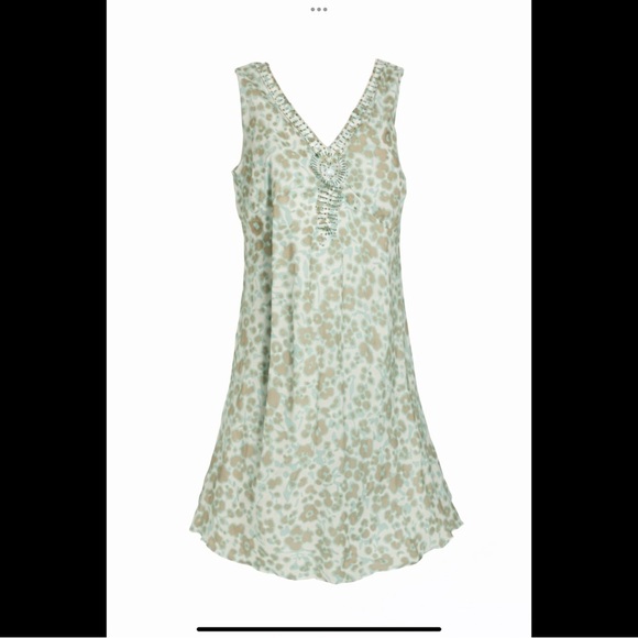 Adrianna Papell Woman Dresses & Skirts - Adrianna Papell Silk Beaded Plus Size Wedding Guest Dress 22W Mint Floral